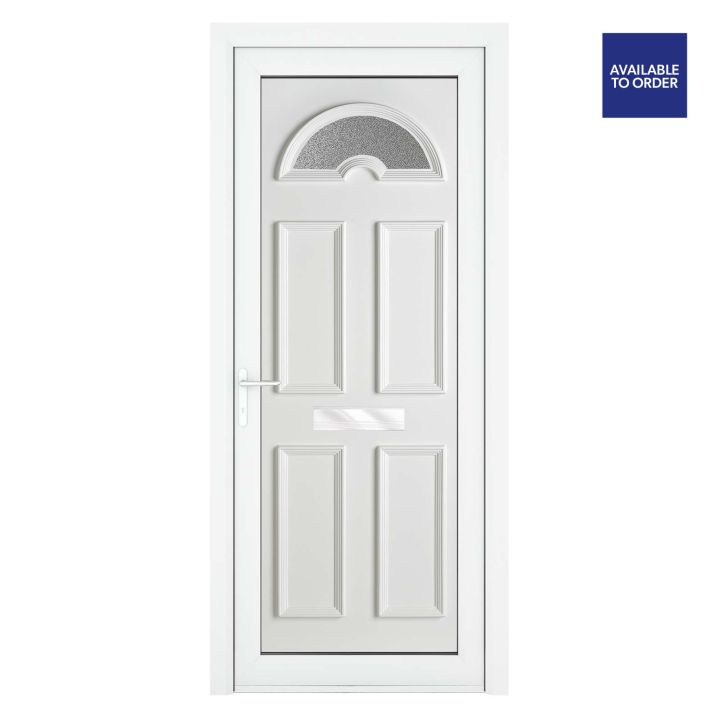 Crystal Right Hand Sunburst Glass Sandringham White uPVC Front Door 920 x 2090mm