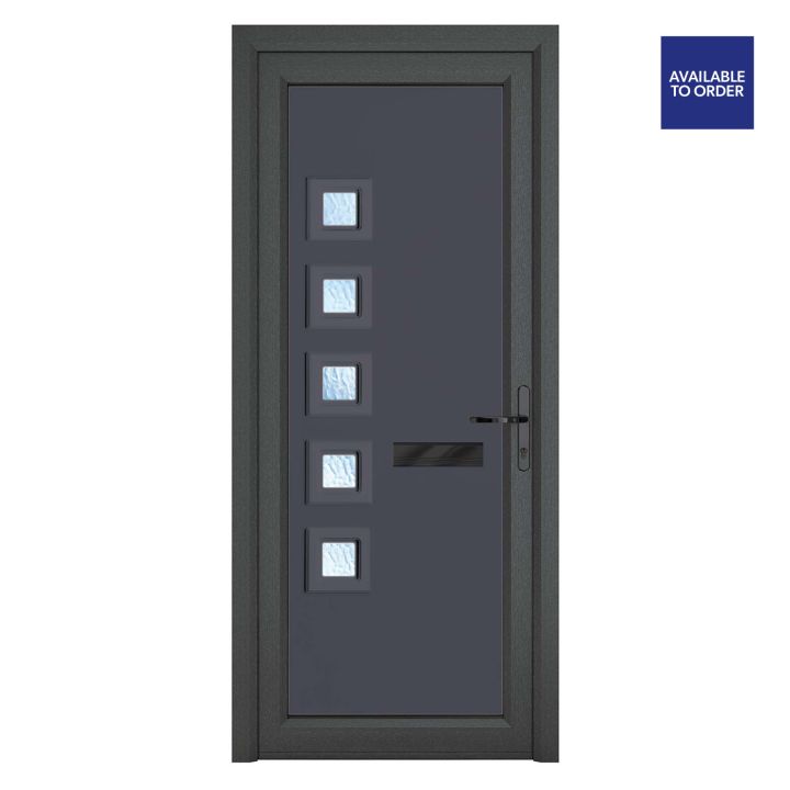 Crystal Left Hand 5 Glass Malaga Grey/White uPVC Front Door 920 x 2090mm