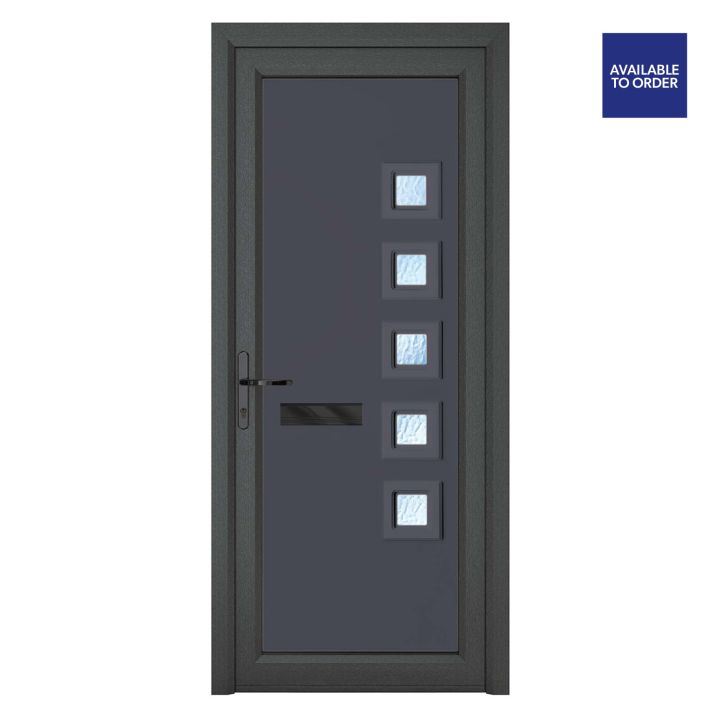 Malaga Grey/White uPVC Front Door Right Hand 5 Glass 920 x 2090mm
