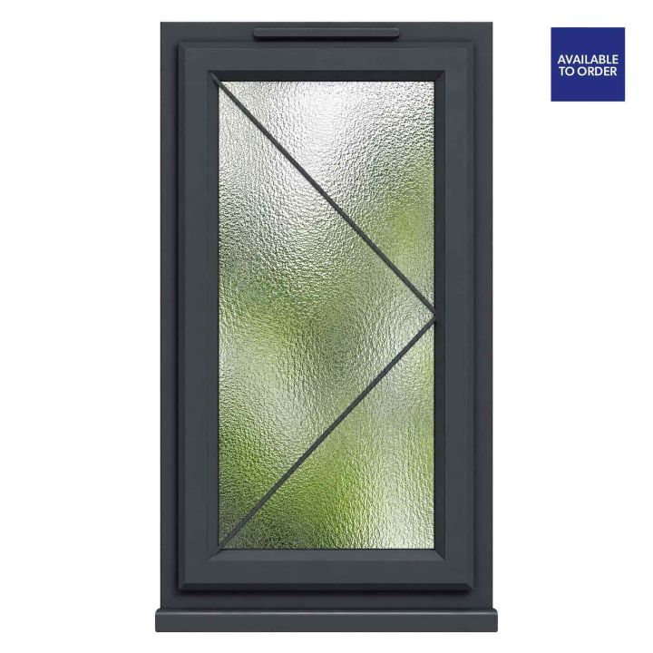 CWG Right Hand Side Hung Obscure Triple Glazed Grey/White uPVC Window