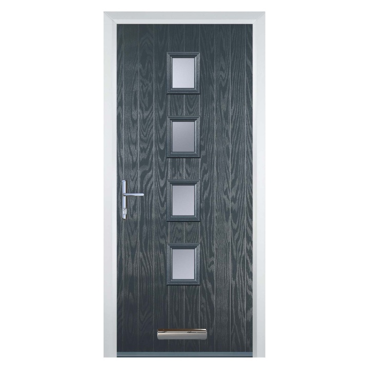 Cottage Style Composite Door 4 Glass Squares Anthracite Grey RH Hung 2100 x 920mm