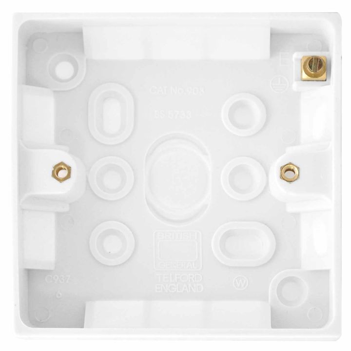 BG 1 Gang 19mm Pattress With Earth Terminal