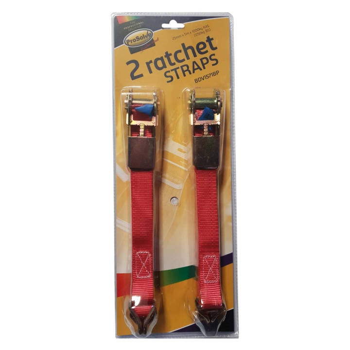 Prosolve Ratchet Strap 5m x 25mm Pack of 2