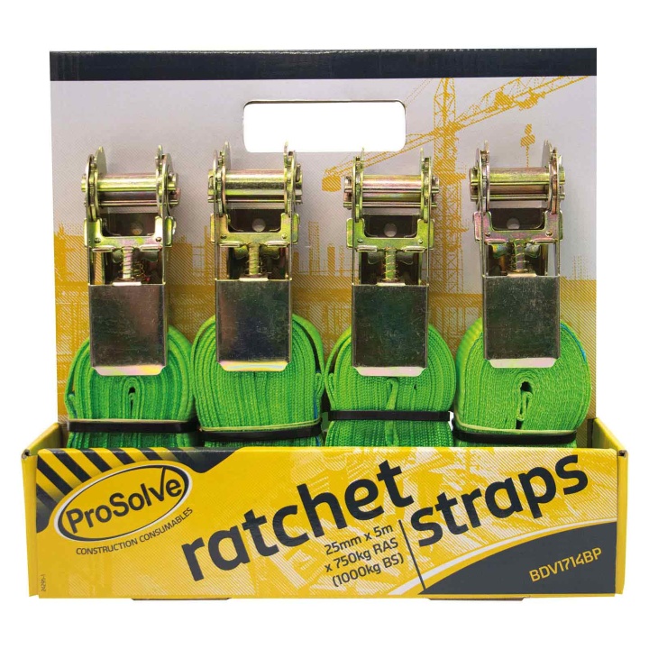 ProSolve Ratchet Straps 25mm x 5m x 750kg Pack of 4