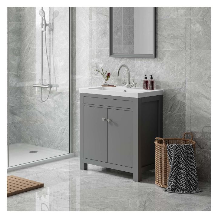 Majestic Gloss Grey Porcelain Floor & Wall Tile 300 x 600mm