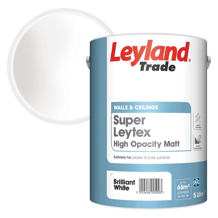 Leyland Trade Super Leytex Matt Emulsion Brilliant White 5L