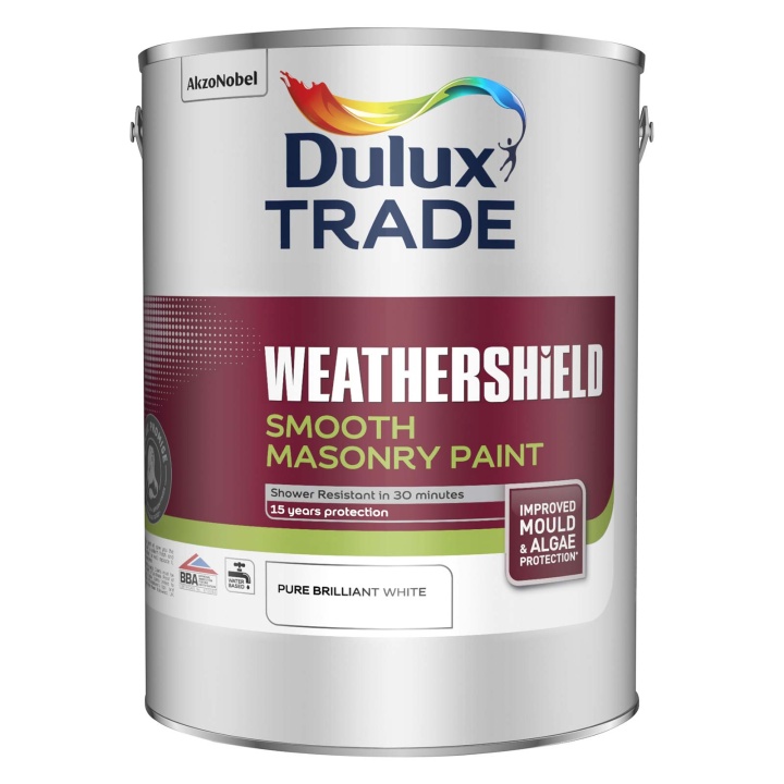Dulux Trade Weathershield Smooth Masonry Paint Pure Brilliant White 5L