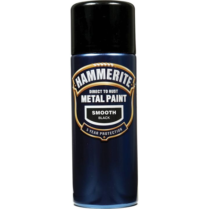 Hammerite Direct to Rust Metal Paint Smooth Black 400ml Spray