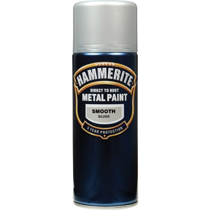 Hammerite Direct to Rust Metal Paint Smooth Silver 400ml Spray