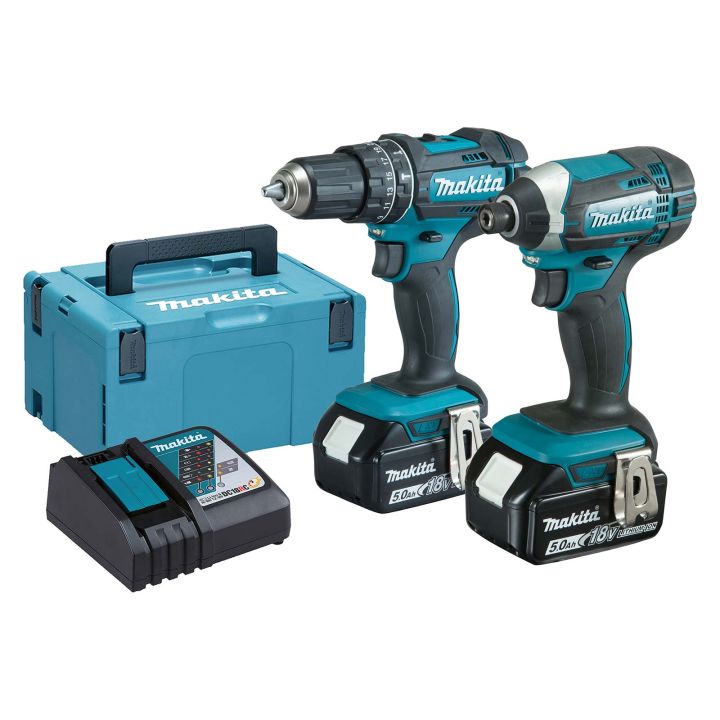 Makita 18V Combi Drill & Impact Driver Twin Pack With 2 x 5Ah Batteries