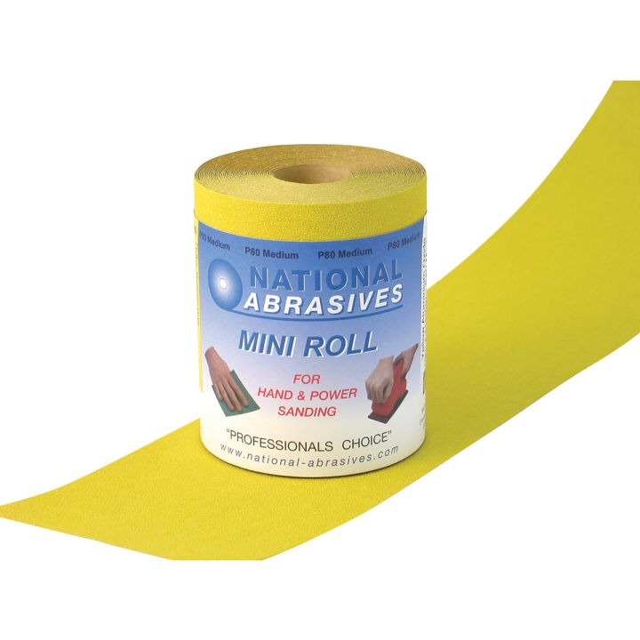 P120 Grade (Fine) Yellow Aluminium Oxide Abrasive Roll 115mm x 10m