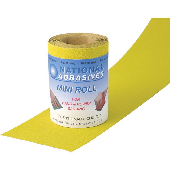 P120 Grade (Fine) Yellow Aluminium Oxide Abrasive Roll 115mm x 5m