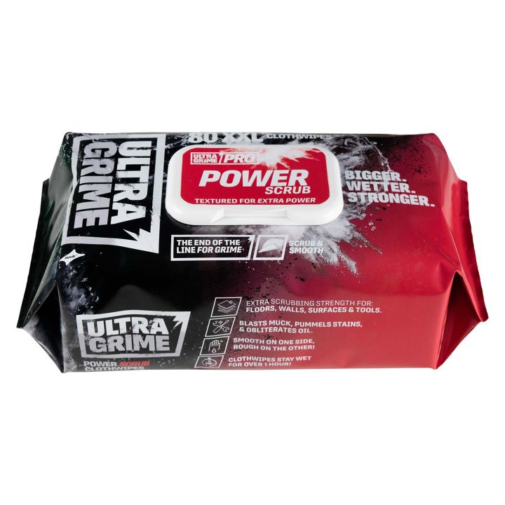 UltraGrime Pro Power Scrub Cloth Wipes XXL Pack of 80