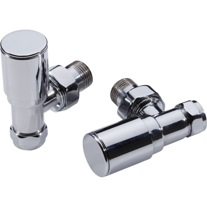 Chrome Angled Towel Rail Radiator Valves Pack of 2
