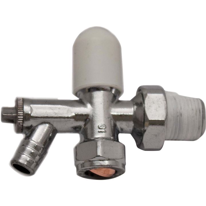 Angled Radiator Valve with Drain Off 15mm 