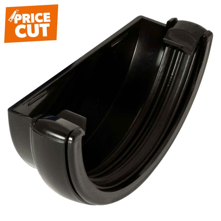 FloPlast Black 112mm Half Round Gutter External Stop End