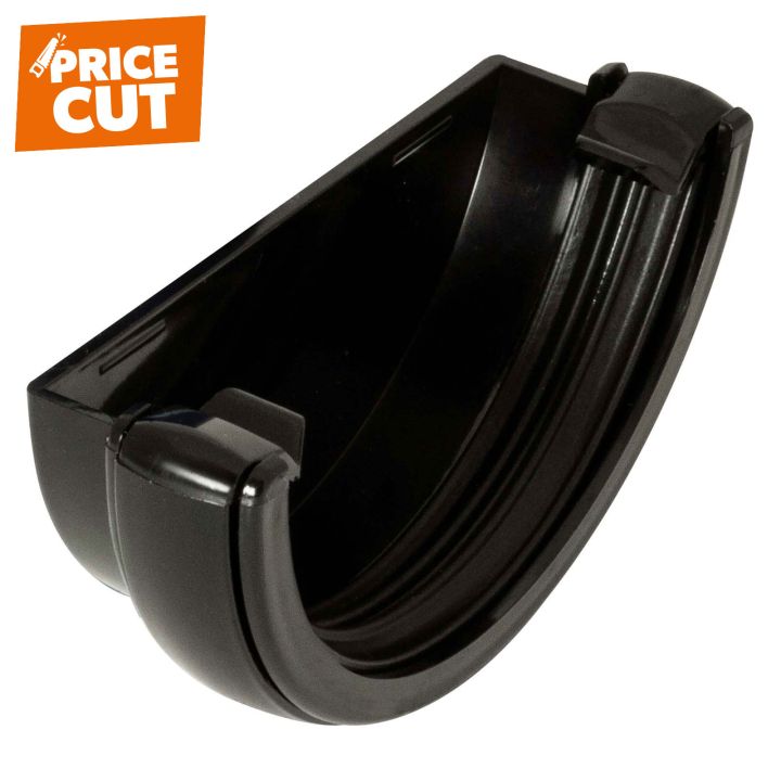 FloPlast Black 112mm Half Round Gutter External Stop End