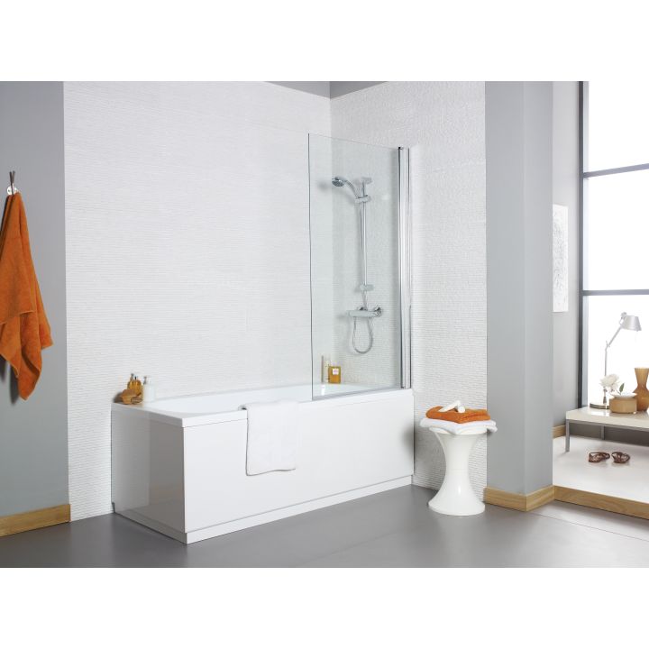 K-Vit Koncept Chrome Square Edge Bath Screen 1400 x 780mm
