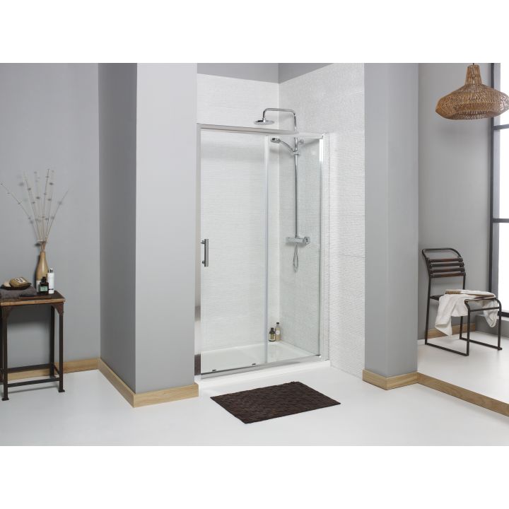 K-Vit Silver Sliding Shower Door 1200 x 1850mm 