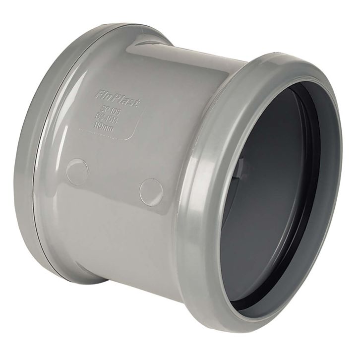 FloPlast Grey 110mm Soil Double Socket Coupler