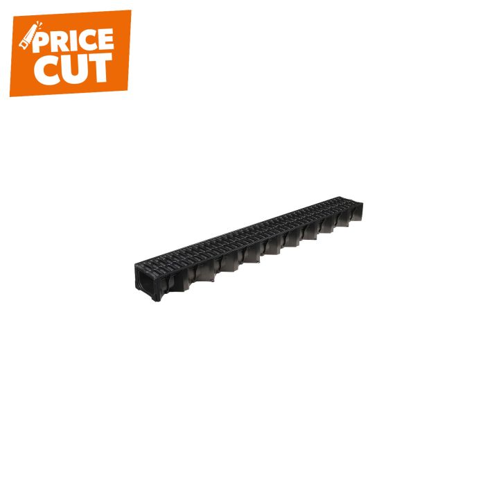 ACO HexDrain 1m Channel with Black Plastic Grating