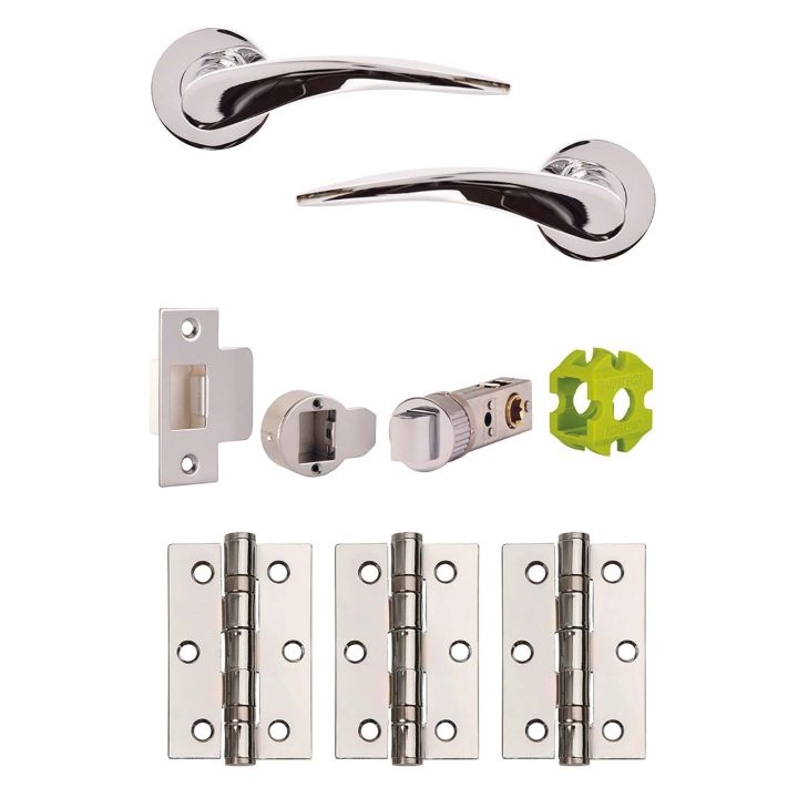 Jigtech Vecta Door Handle Pack Polished Chrome