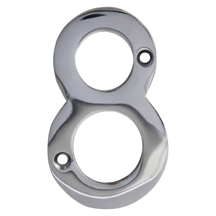 No 8 Numeral Polished Chrome 76mm