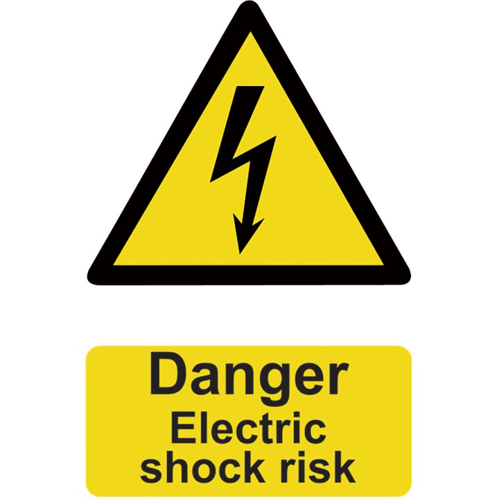 Danger Electric Shock Sign 200 x 300mm Self Adhesive