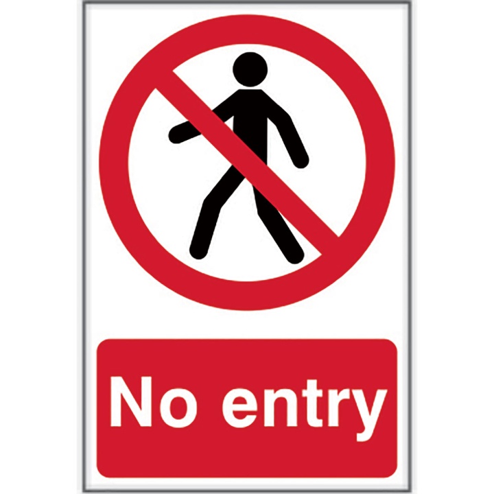 No Entry Sign 200 x 300mm Self Adhesive