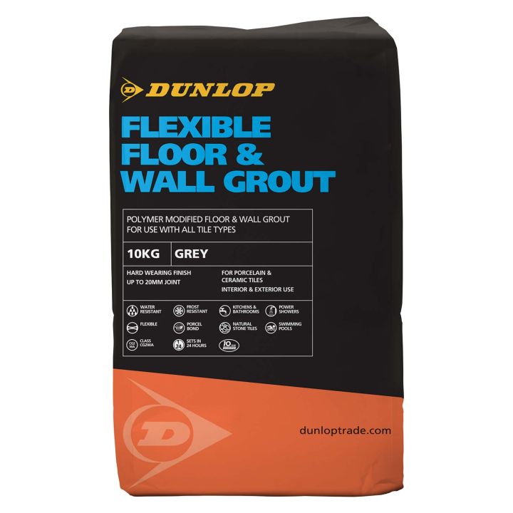 Dunlop Flexible Floor & Wall Tile Grout Grey 10kg