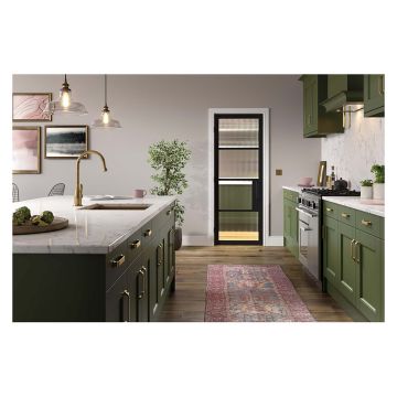 Chelsea 4 Panel Reeded Glazed Pre-Finished Black Doors