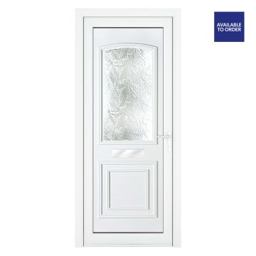 Crystal Left Hand Two Panel Obscure Glass Balmoral White uPVC Front Door 920 x 2090mm