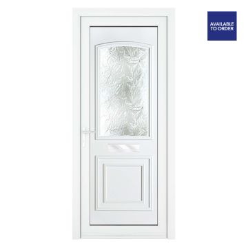 Crystal Right Hand Two Panel Obscure Glass Balmoral White uPVC Front Door 920 x 2090mm