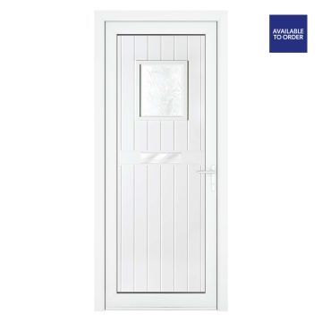 Crystal Left Hand Two Panel Obscure Glass Chatsworth White uPVC Front Door 920 x 2090mm