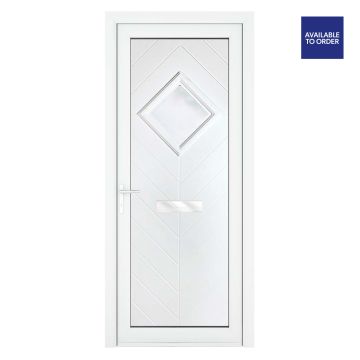 Smart Security uPVC Front Door Small diamond Glass Hamburg White Right Hand Obscure Glass 920x2090mm