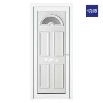 Smart Security uPVC Front Door Sunburst Glass Sandringham White Left Hand Obscure Glass 920x2090mm