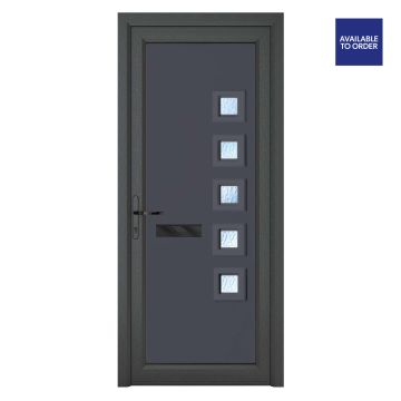 Crystal Right Hand 5 Glass Malaga Grey/White uPVC Front Door 920 x 2090mm