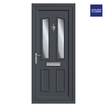 Smart Security uPVC Front Door 4 Panel 2 Glass Kensington Grey/White Right Hand Obscure Glass 920 x 2090mm