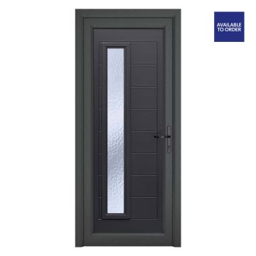 Crystal Left Hand Long Glass Panel Monaco Grey/White uPVC Front Door 920 x 2090mm  