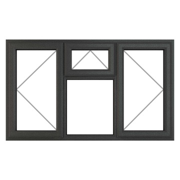 CWG Left & Right Side Hung with Top Opener Clear Triple Glazed Grey/White uPVC Window 