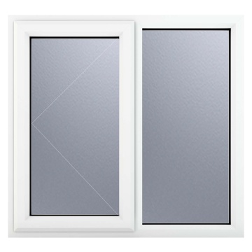 Crystal Left Hand Hung with Fixed Panel Obscure Triple Glazed White uPVC Window