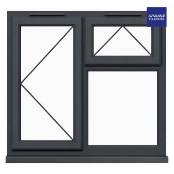 CWG Left Hand Side Hung with Top Opener Clear Triple Glazed Grey/White uPVC Window