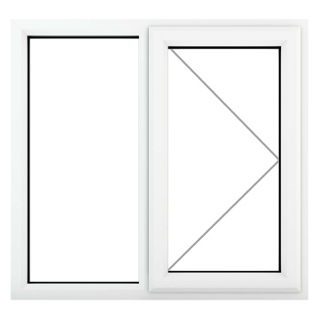 Crystal Right Hand Hung with Fixed Panel Clear Triple Glazed White uPVC Window 