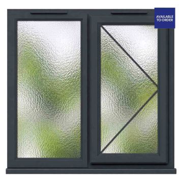 CWG Right Hand Hung with Fixed Panel Obscure Triple Glazed Grey/White uPVC Window