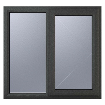 CWG Right Hand Hung with Fixed Panel Obscure Triple Glazed Grey/White uPVC Window