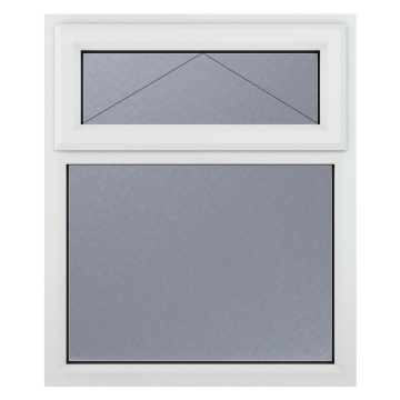 Crystal Top Hung Over Fixed Light Obscure Triple Glazed White uPVC Window