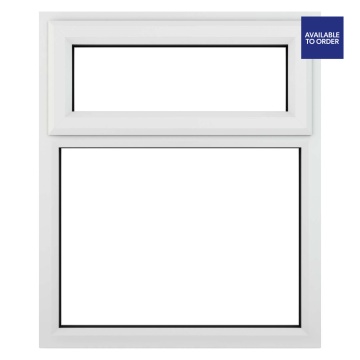 Crystal Top Hung Over Fixed Light Clear Triple Glazed White uPVC Window