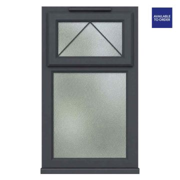 CWG Top Hung Over Fixed Light Obscure Triple Glazed Grey/White uPVC Window