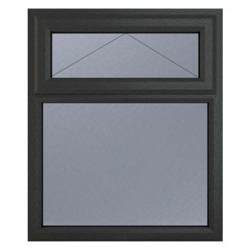 Crystal Top Hung Over Fixed Light Obscure Triple Glazed Grey/White uPVC Window