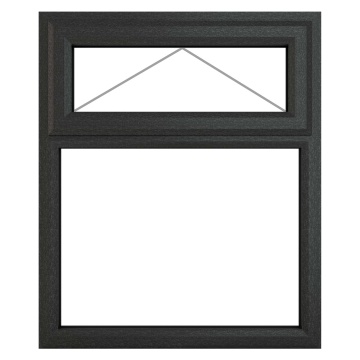 Crystal Top Hung Over Fixed Light Clear Triple Glazed Grey/White uPVC Window